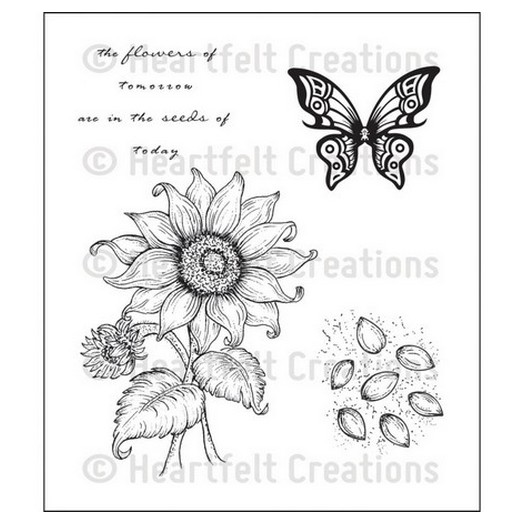 Heartfelt Creations Cling Rubber Stamp- Sunflower Stem