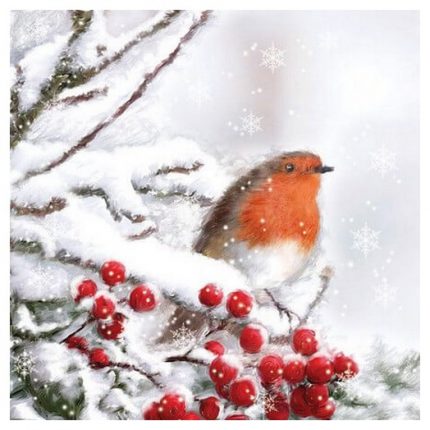 Χαρτοπετσέτα για Decoupage Χριστουγεννιάτικη Robin in Snow  , 1τεμ