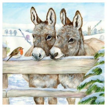 Χαρτοπετσέτα για Decoupage χριστουγεννιάτικη, Donkeys, 1 τεμ
