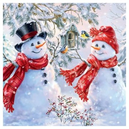 Χαρτοπετσέτα για Decoupage χριστουγεννιάτικη, Snowmen and birds, 1 τεμ