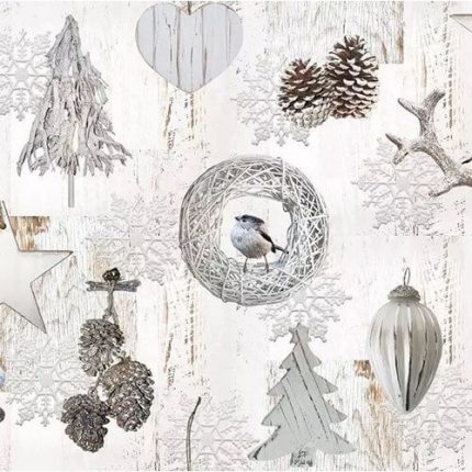 Χαρτοπετσέτα χριστουγεννιάτικη για decoupage, White Decorations ,1 τεμ.