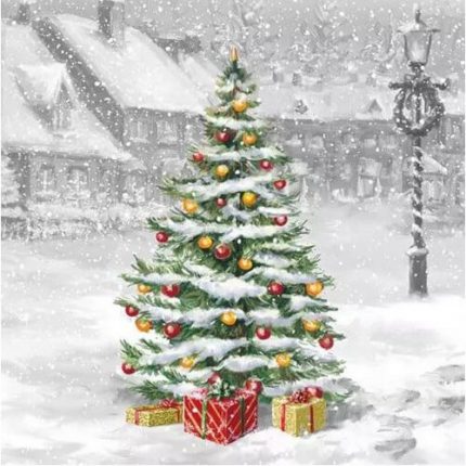 Χαρτοπετσέτα χριστουγεννιάτικη για decoupage, Tree On Square ,1 τεμ.