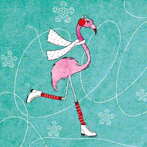 Χαρτοπετσέτα για decoupage, Skating flamingo, 1 τεμ.