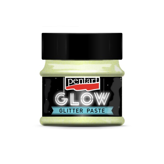 Glow glitter paste (φωσφορίζουσα πάστα) 50 ml, Pentart, Rainbow Green