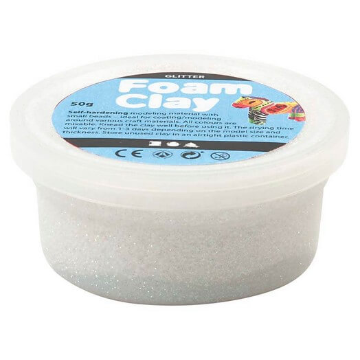 Foam Clay, white glitter, 35 g