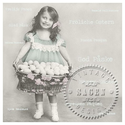 Χαρτοπετσέτα για Decoupage Vintage Easter Girl with Egg Basket,1 τεμ.