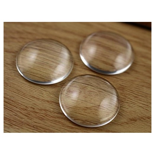 Γυαλάκια διάφανα στρογγυλά Clear Glass 25mm - 6 τεμ