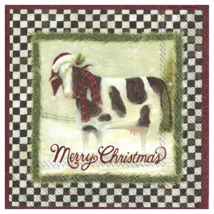 Χριστουγεννιάτικη χαρτοπετσέτα για decoupage, Merry christmas cow