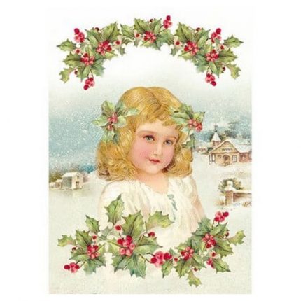 Ριζόχαρτο Stamperia 21x29cm, Χριστουγεννιάτικο, Κοριτσάκι με γκι