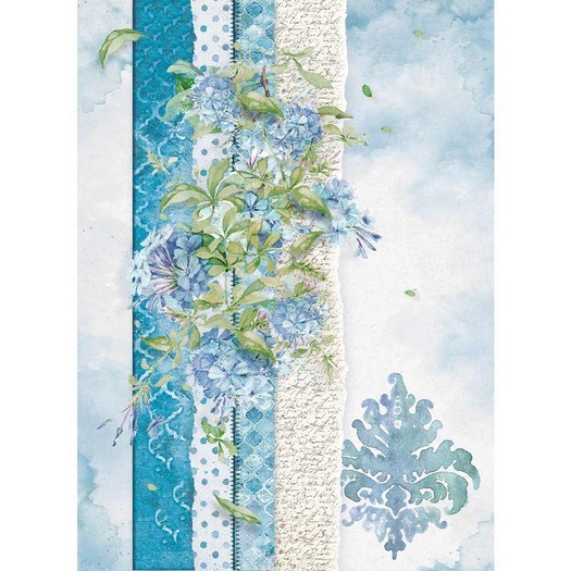 Ριζόχαρτο Stamperia 21x29cm A4,  Flowers for you light blue