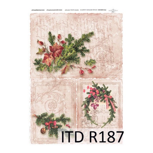 Ριζόχαρτο ITD Χριστουγεννιάτικα στεφάνια, 21x29cm, R187