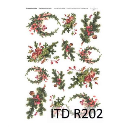Ριζόχαρτο ITD Χριστουγεννιάτικα στεφάνια, 21x29cm, R202