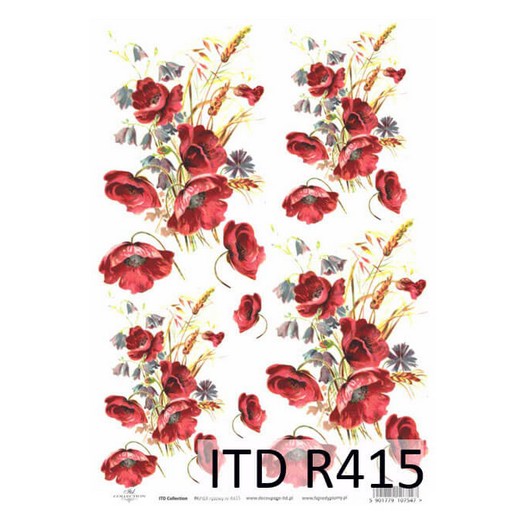 Ριζόχαρτο ITD, 21x29cm, Κόκκινες παπαρούνες, R415