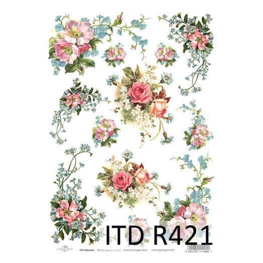 Ριζόχαρτο ITD, 21x29cm, Ανοιξιάτικα λουλούδια, R421