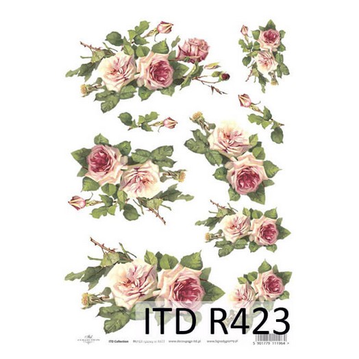 Ριζόχαρτο ITD, 21x29cm, Ροζ Τριαντάφυλλα, R423