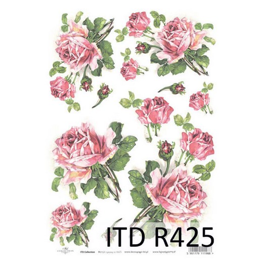 Ριζόχαρτο ITD, 21x29cm, Ροζ τριαντάφυλλα, R425