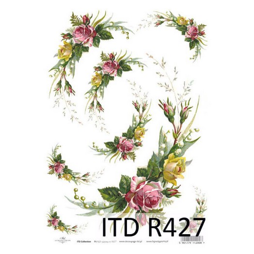 Ριζόχαρτο ITD, 21x29cm, Γιρλάντες λουλουδιών, R427