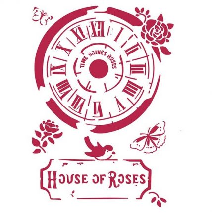 Stencil 21x29,7cm, Stamperia, Clock House of Roses