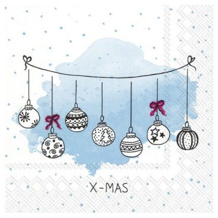 Χριστουγεννιάτικη χαρτοπετσέτα για decoupage, X-mas bauble light blue