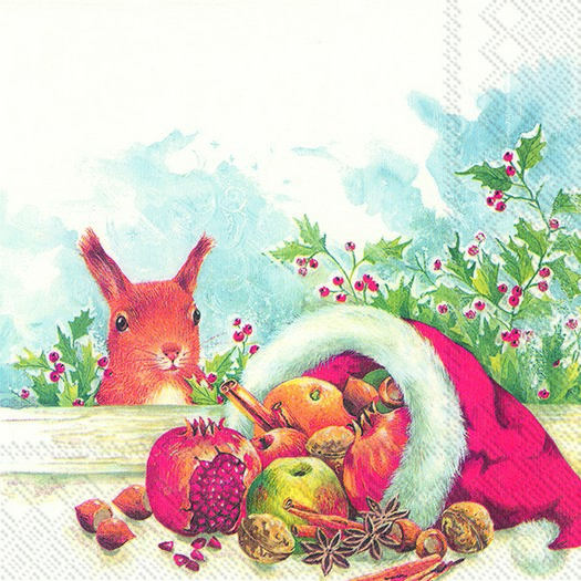 Χαρτοπετσέτα για decoupage, Christmas fruits from Santa, 1 τεμ.