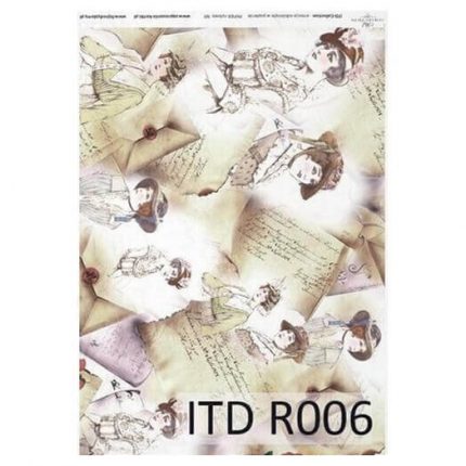 Ριζόχαρτο ντεκουπάζ ITD, 21x29cm, Γράμματα και κυρίες, R006