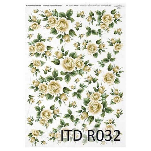 Ριζόχαρτο ντεκουπάζ ITD, 21x29cm, Μπεζ τριαντάφυλλα, R032