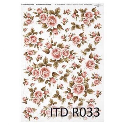 Ριζόχαρτο ντεκουπάζ ITD, 21x29cm, Ροζ τριαντάφυλλα, R033