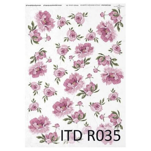 Ριζόχαρτο ντεκουπάζ ITD, 21x29cm, Ροζ λουλούδια, R035