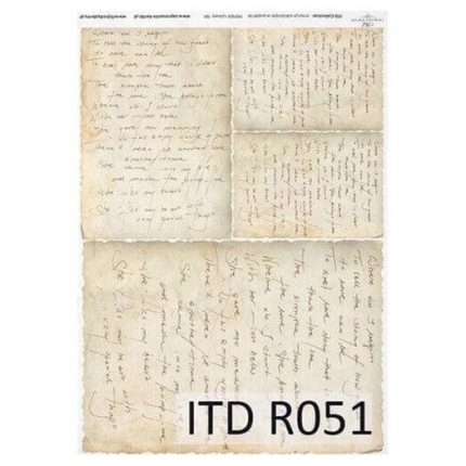 Ριζόχαρτο ντεκουπάζ ITD, 21x29cm, Χειρόγραφα, R051