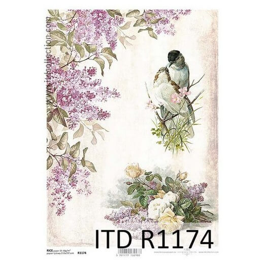 Ριζόχαρτο ντεκουπάζ ITD, 21x29cm, Πασχαλιές και πουλάκια, R1174