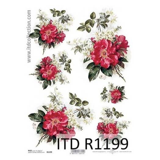 Ριζόχαρτο ITD 21x29cm, Κόκκινα λουλούδια, R1199