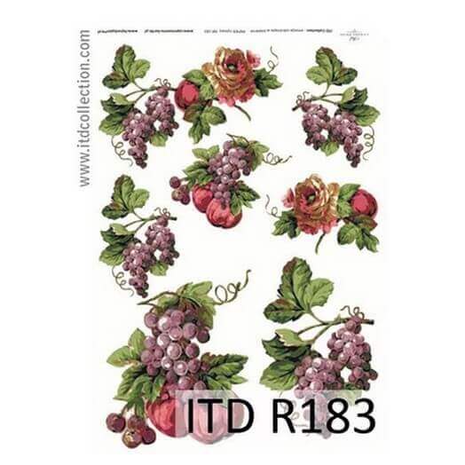 Ριζόχαρτο ITD, 21x29cm, Σταφύλια και λουλούδια, R183