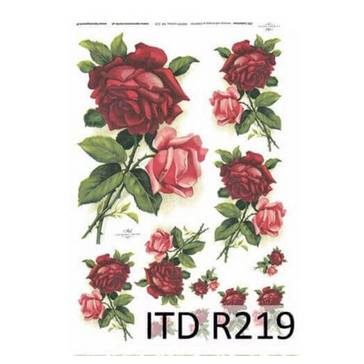 Ριζόχαρτο ITD, 21x29cm, Κόκκινα τριαντάφυλλα, R219