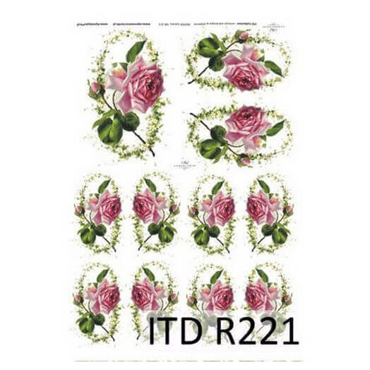 Ριζόχαρτο ITD, 21x29cm, Ροζ τριαντάφυλλα, R221