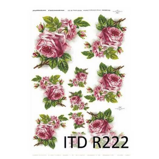 Ριζόχαρτο ITD, 21x29cm, Ροζ τριαντάφυλλα, R222