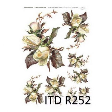 Ριζόχαρτο ITD, 21x29cm, Λευκά τριαντάφυλλα, R252