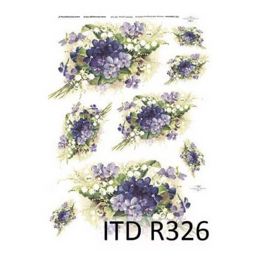 Ριζόχαρτο ITD, 21x29cm, Μωβ λουλούδια, R326