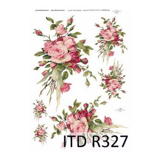 Ριζόχαρτο ITD, 21x29cm, Μπουκέτο ροζ λουλούδια, R327
