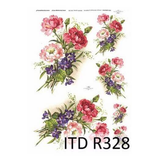 Ριζόχαρτο ITD, 21x29cm, Μπουκέτα λουλούδια, R328
