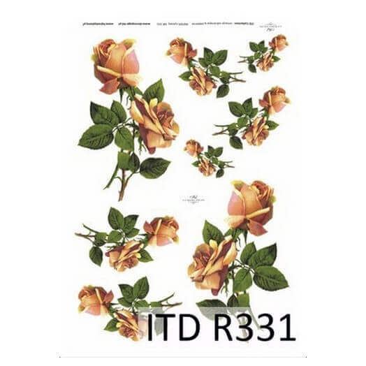Ριζόχαρτο ITD, 21x29cm, Πορτοκαλί τριαντάφυλλα, R331