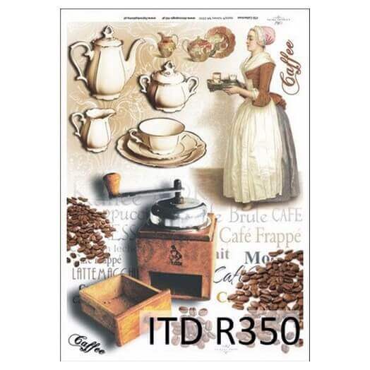 Ριζόχαρτο ITD, 21x29cm, Μύλος καφέ και φλιτζάνια, R350