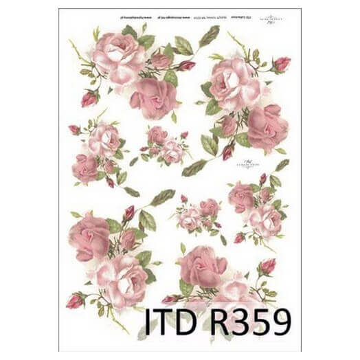 Ριζόχαρτο ITD, 21x29cm, Ροζ τριαντάφυλλα, R359