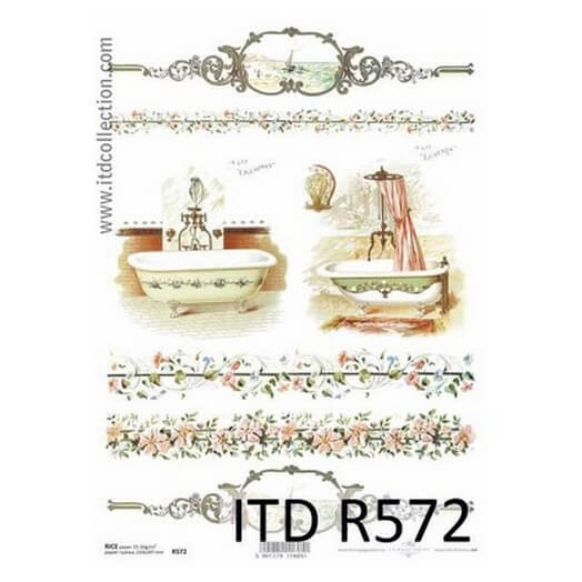Ριζόχαρτο ITD, 21x29cm, Μπάνιο και λουλούδια, R572