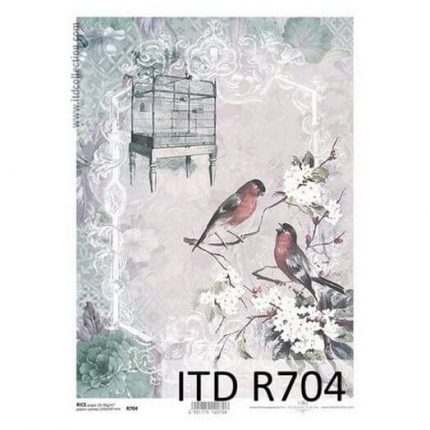 Ριζόχαρτο ITD, 21x29cm, Πουλάκια και κλουβί, R704