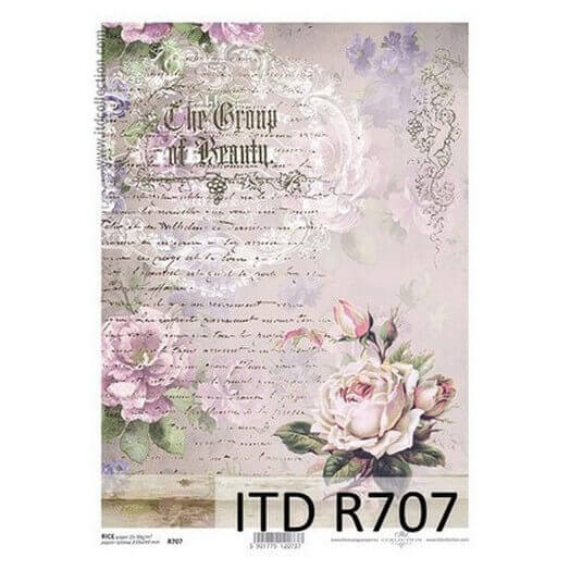 Ριζόχαρτο ITD, 21x29cm, Λουλούδια και κείμενο, R707