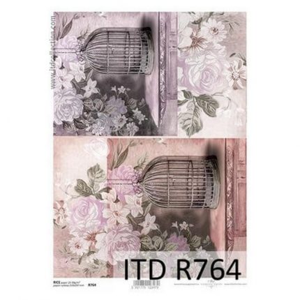 Ριζόχαρτο ITD, 21x29cm, Κλουβιά και λουλούδια, R764