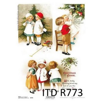 Ριζόχαρτο ITD Χριστουγεννιάτικο με παιδάκια, 21x29cm, R773