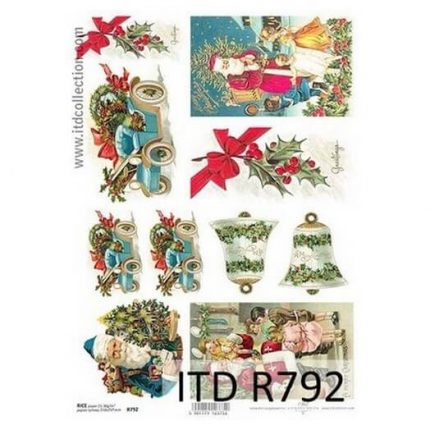 Ριζόχαρτο ITD Χριστουγεννιάτικο, Καμπάνες και Άγιος Βασίλης, 21x29cm, R792