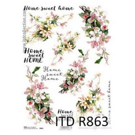 Ριζόχαρτο ITD, 21x29cm, Λουλούδια και φράσεις, R863
