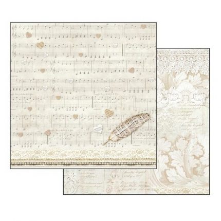 Χαρτί Scrapbooking διπλής όψης 30,5x30,5cm Stamperia, Score and Feather